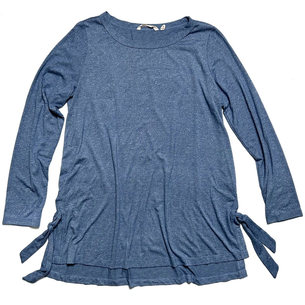 Soft Surroundings Shirt Side Tie Loose Tunic Long Sleeve Blue Women’s Small S